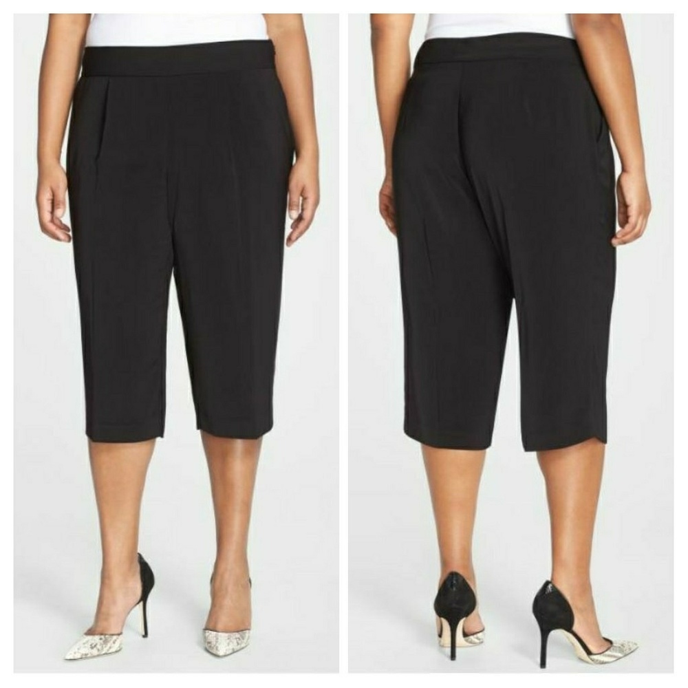 DKNYC Pleat Front Tech Crepe Crop Pants